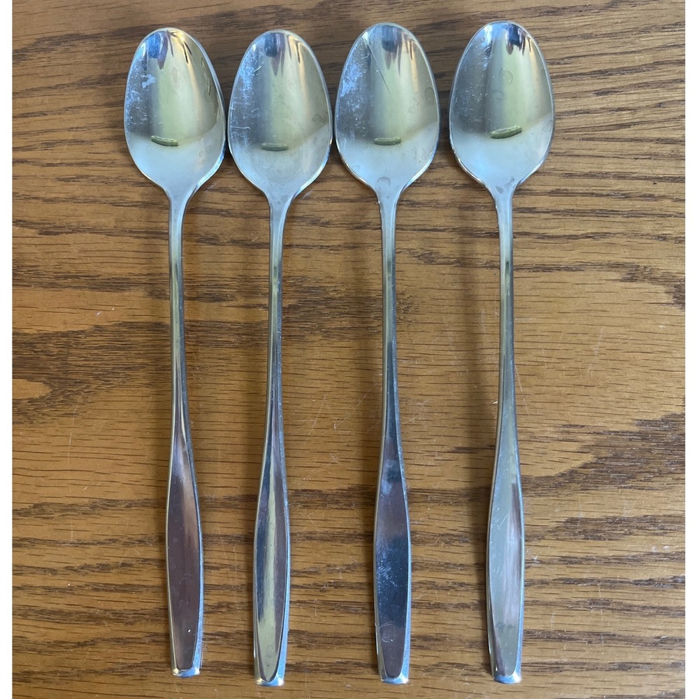 Vintage International Stainless Flatware AMERICAN CHARM Set Of 4 Iced Tea Spoons